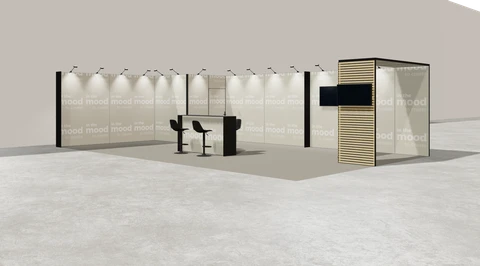 Gotowe stoisko 10 × 6 m, narożne lewe, M50