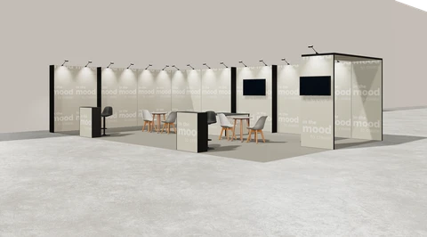 Gotowe stoisko 10 × 6 m, narożne lewe, M50