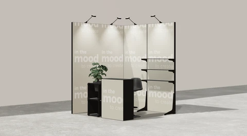 Gotowe stoisko 2 × 2 m, narożne lewe, M50