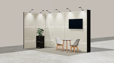 Gotowe stoisko 4 × 2 m, narożne lewe, M50