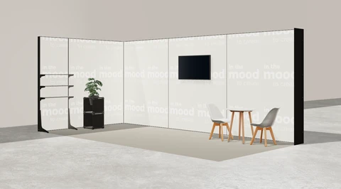 Gotowe stoisko 6 × 3 m, narożne lewe, M100 LED