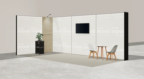 Gotowe stoisko 6 × 3 m, narożne lewe, M100 LED