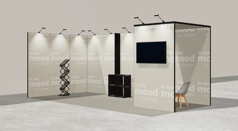Gotowe stoisko 6 × 3 m, narożne lewe, M50