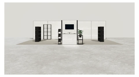 Gotowe stoisko 10 × 6 m, półwyspowe, M100 LED