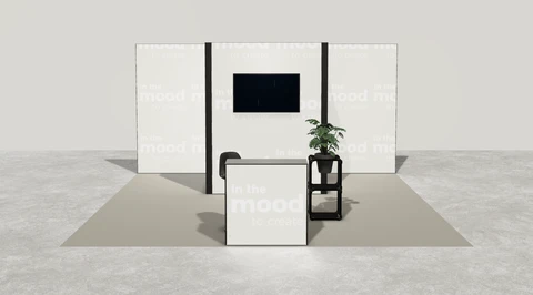 Gotowe stoisko 5 × 5 m, półwyspowe, M100 LED