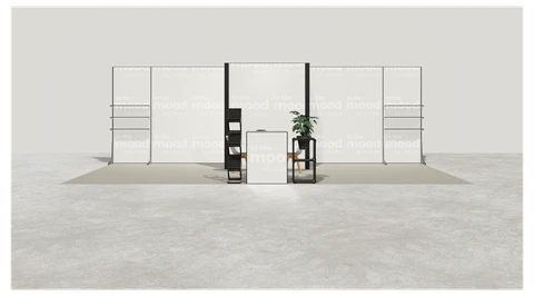 Gotowe stoisko 8 × 4 m, półwyspowe, M100 LED