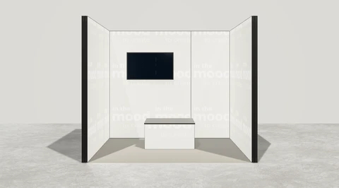 Wizualizacja: Stoisko szeregowe 3×3 m, z mocowaniem TV